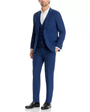 Hugo Boss Mens Slim fit Wool 2 Piece Suit 38 R Pants Waist 32 Blue Solid