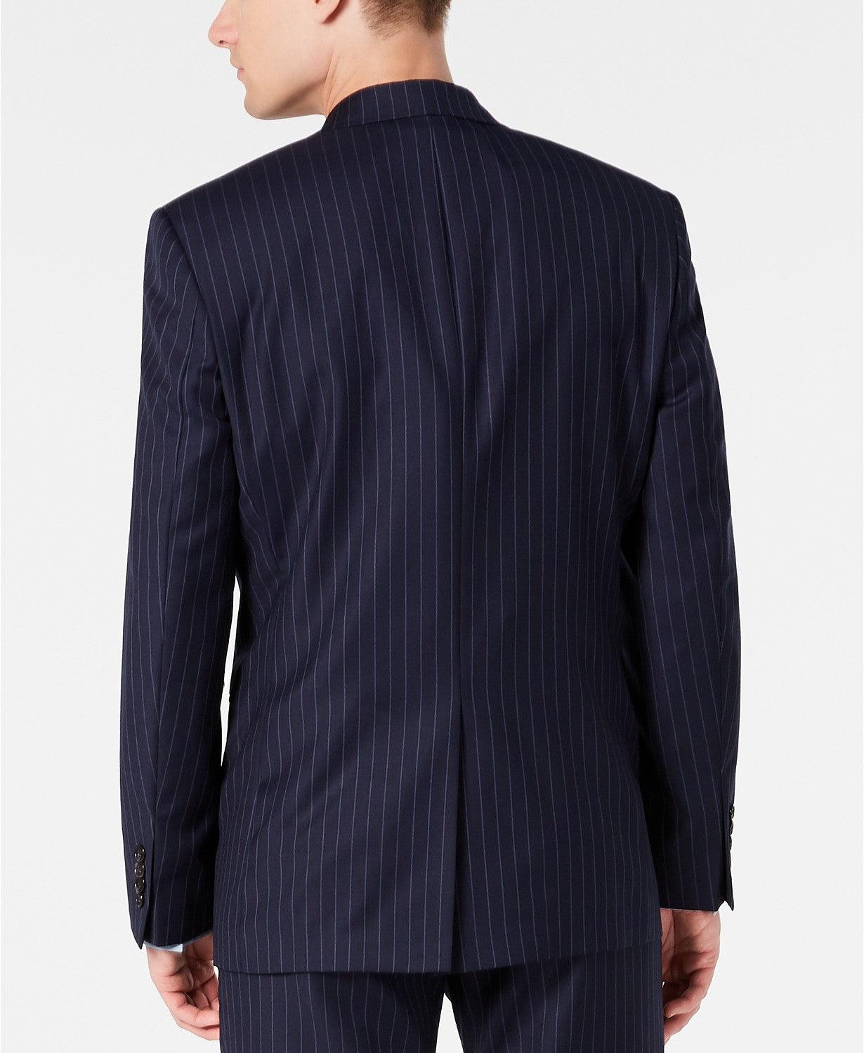 Lauren Ralph Lauren Mens Classic Fit Stretch Suit Jacket 44S Navy Pinstripe