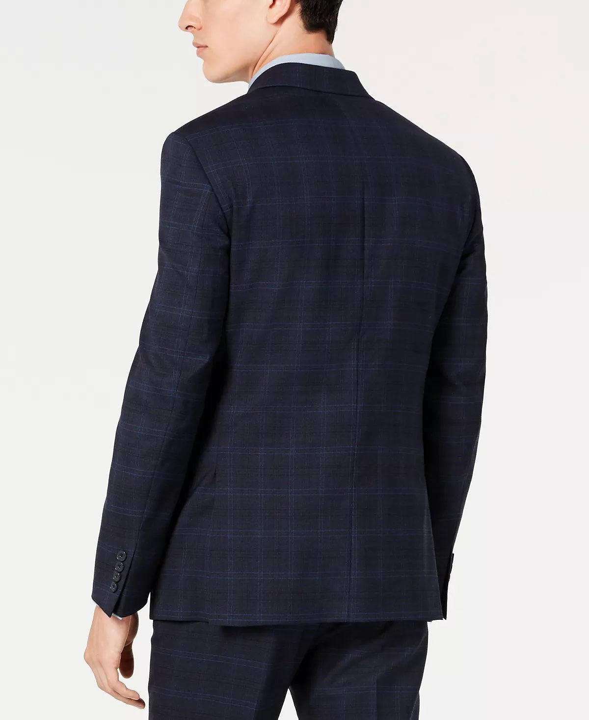 Calvin Klein Mens Slim Fit Wool Suit Jacket Navy Blue 48R