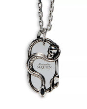 Alexander McQUEEN Mens Snake & Skull Pendant Necklace Silver Brass ITALY