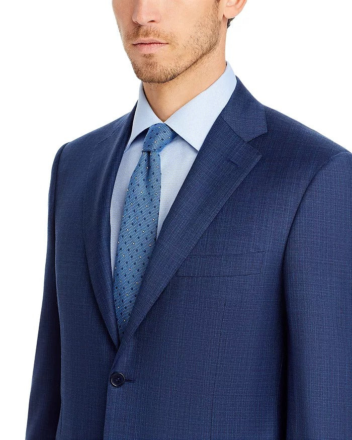 Canali Mens Siena Sut Jacket Blazer 40R Blue / Burgundy Screen Weave