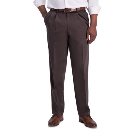 Haggar Mens Classic fit Cotton Dress Pants 34 / 29 Brown Solid