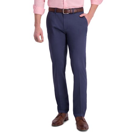 Haggar Mens Slim fit Chinos Pants 30 / 30 Steel Blue Solid Stretch