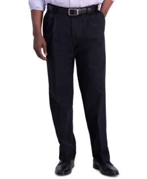 Haggar Mens Classic fit Chinos Pants 36 / 34 Black Solid