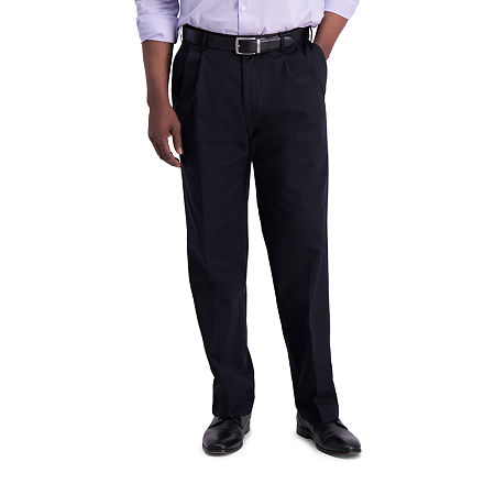 Haggar Mens Classic fit Cotton Dress Pants 38 / 29 Black Solid