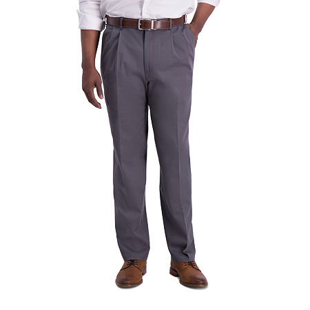 Haggar Mens Classic fit Cotton Dress Pants 34 / 32 Gray Solid