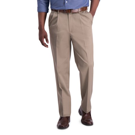 Haggar Mens Classic fit Cotton Dress Pants 40 / 32 Beige Solid