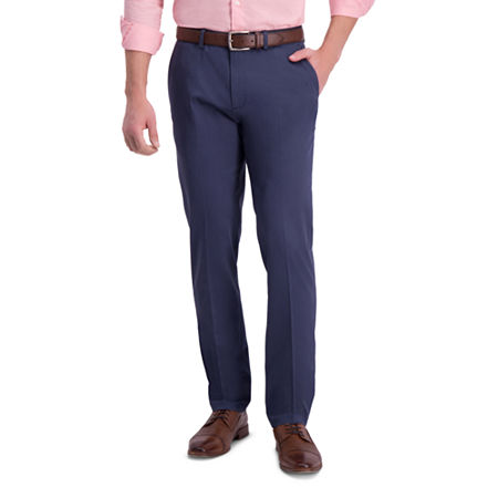 Haggar Mens Slim fit Dress Pants 34 / 29 Navy Blue Solid Stretch