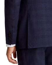 Canali Mens Siena Tonal Plaid Regular Fit Suit 38R / 32W Navy Blue