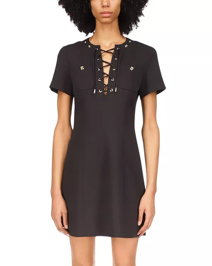 MICHAEL Michael Kors Womens Lace Up Mod Dress Size 16 Black