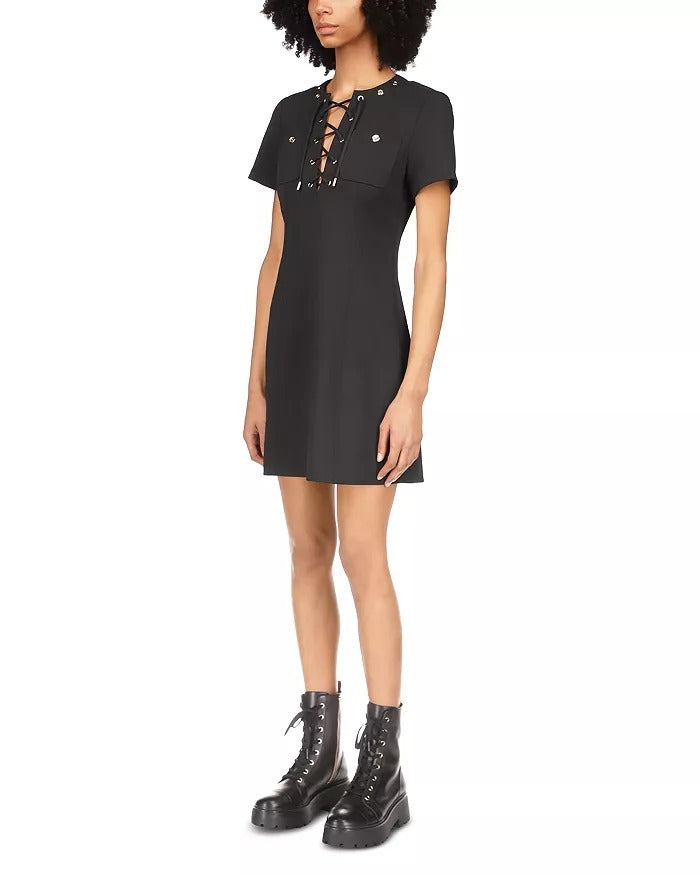 MICHAEL Michael Kors Womens Lace Up Mod Dress Size 16 Black