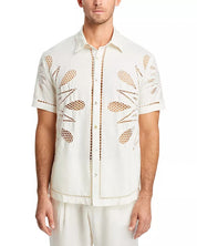 FARM Rio Maxi Sunset Richelieu Regular Fit Embroidered Linen Shirt Small White