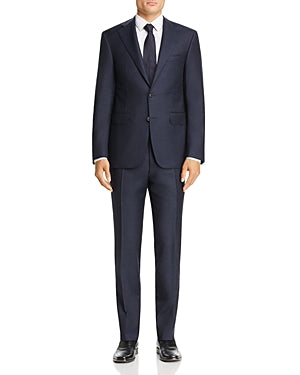 Canali Capri Melange Twill Solid Slim Fit Suit 38 S / 32 Waist Navy Blue