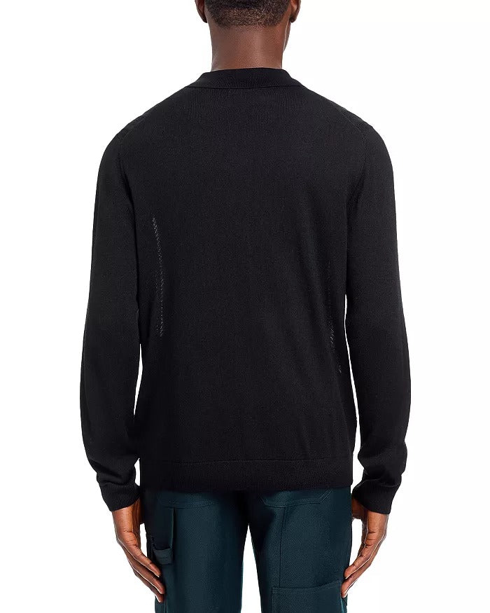 Nn07 Mens Regular fit Long Sleeve Cardigan Sweater Medium Collared Black Solid