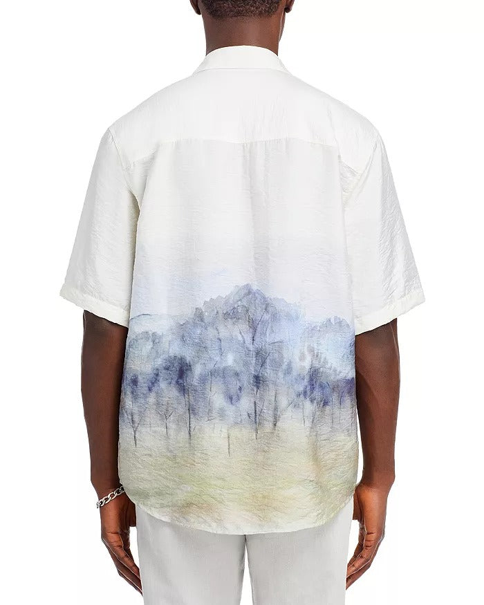 Nn07 Mens Regular fit Short Sleeve Button-Up Shirt Small Green White Blue