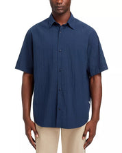 Nn07 Mens Regular fit Short Sleeve Button-Up Shirt Small Blue Solid