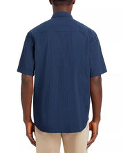 Nn07 Mens Regular fit Short Sleeve Button-Up Shirt Small Blue Solid