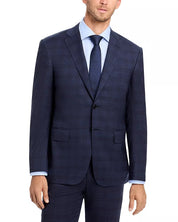 Canali Mens Siena Regular fit 2 Piece Suit 40 R / 34 Waist Navy Blue Plaid