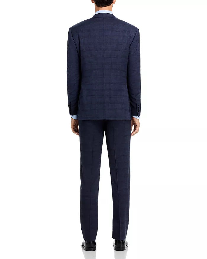Canali Mens Siena Regular fit 2 Piece Suit 40 R / 34 Waist Navy Blue Plaid