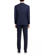 Canali Mens Siena Tonal Plaid Regular Fit Suit 38R / 32W Navy Blue