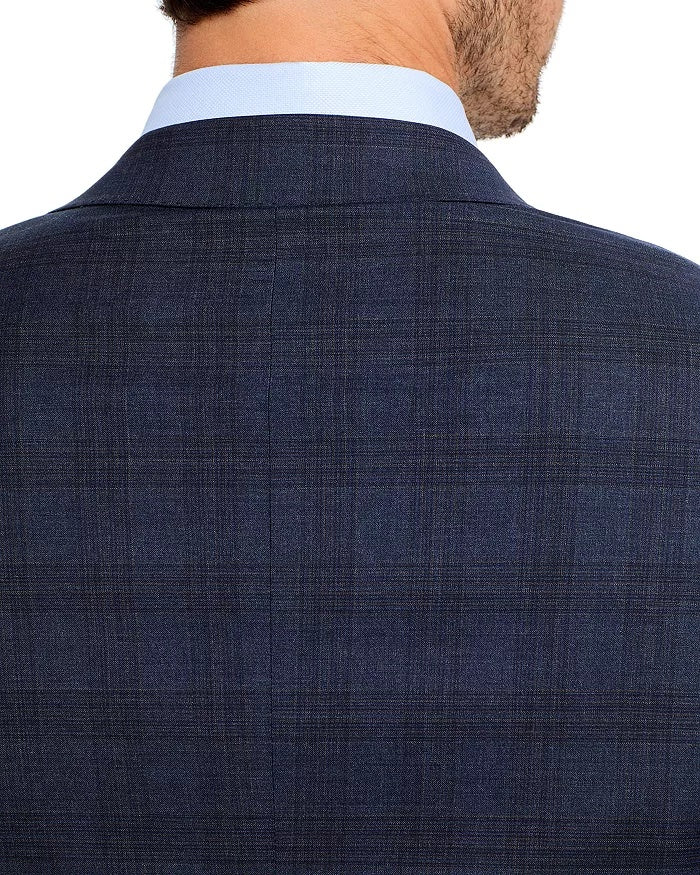 Canali Mens Siena Regular fit 2 Piece Suit 40 R / 34 Waist Navy Blue Plaid