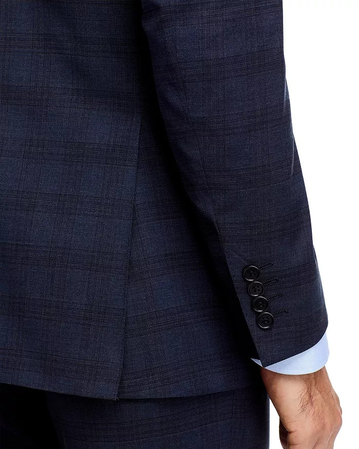 Canali Mens Siena Regular fit 2 Piece Suit 40 R / 34 Waist Navy Blue Plaid