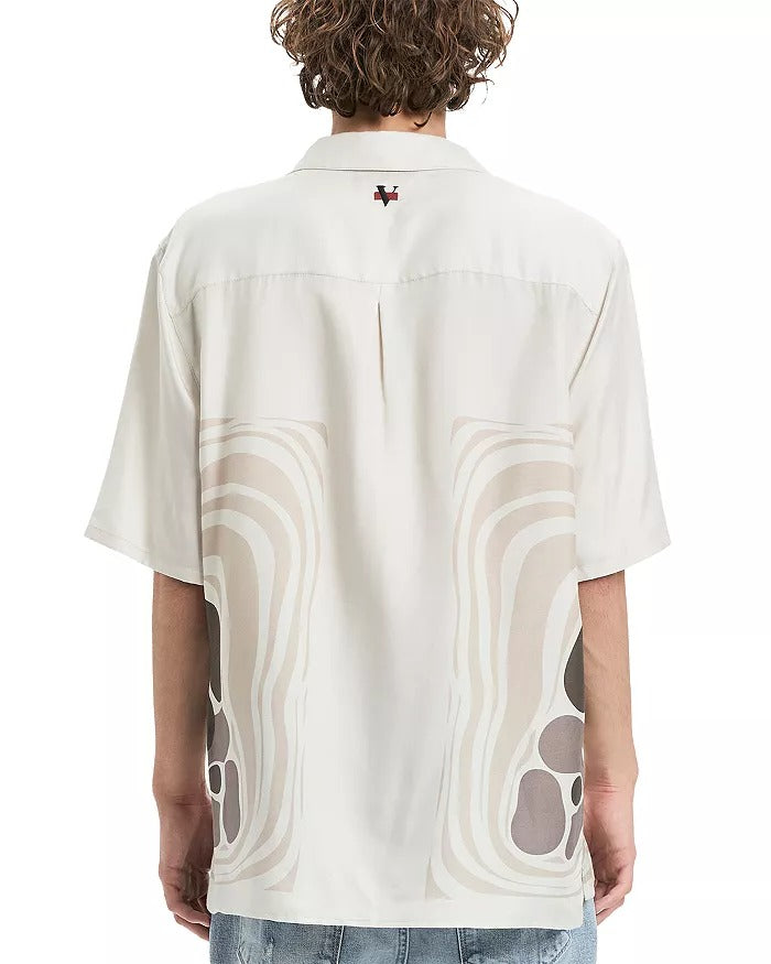 Vayder Mens Regular fit Short Sleeve Button-Up Shirt Small Beige Brown