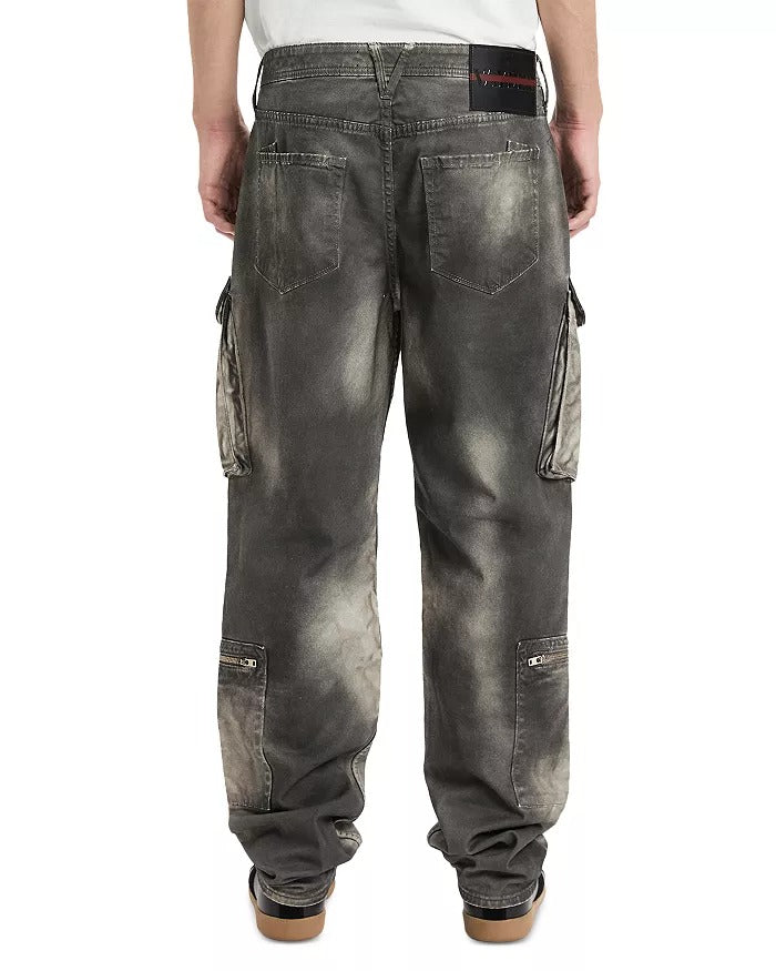 Vayder Mens Catalano Regular fit Tapered Cargo Pants 34 / 32 Black