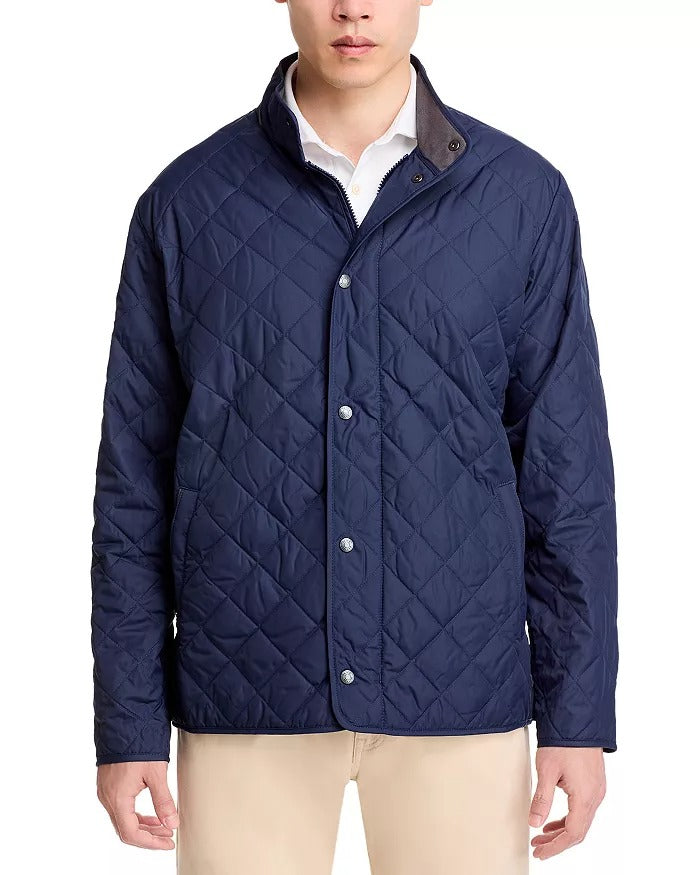 Peter Millar Mens Crown Suffolk Quilted Jacket Coat Medium Navy Blue