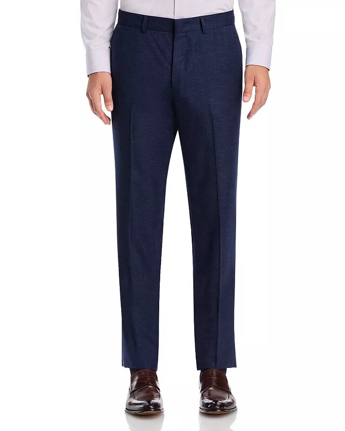 Vince Melange Solid Slim Fit Wool Dress Pants Size 30 / Unfinished Hem Navy Blue