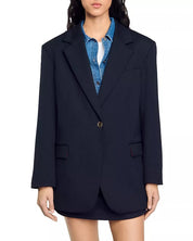Sandro Womens Sarah Single Breasted Blazer Size 34 / US 2 Navy Blue