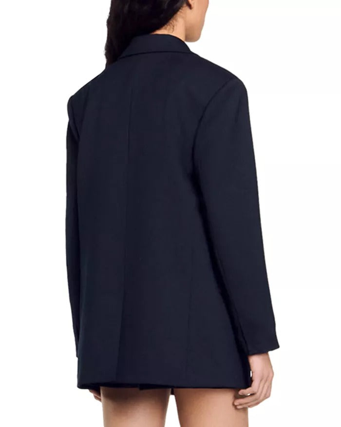 Sandro Womens Sarah Single Breasted Blazer Size 34 / US 2 Navy Blue