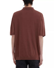 Marni Mens  fit Short Sleeve Polo Shirt Large Raisin Brown Solid