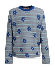 Marni Mens Regular fit Long Sleeve Crewneck Sweater Large Crew Neck Blue Floral