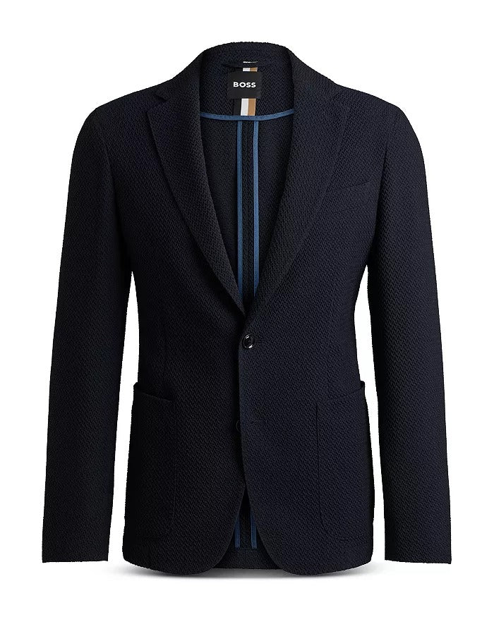 Hugo Boss Mens C-Hanry-233 Textured Slim Fit Sport Coat Blazer 38R Navy Blue