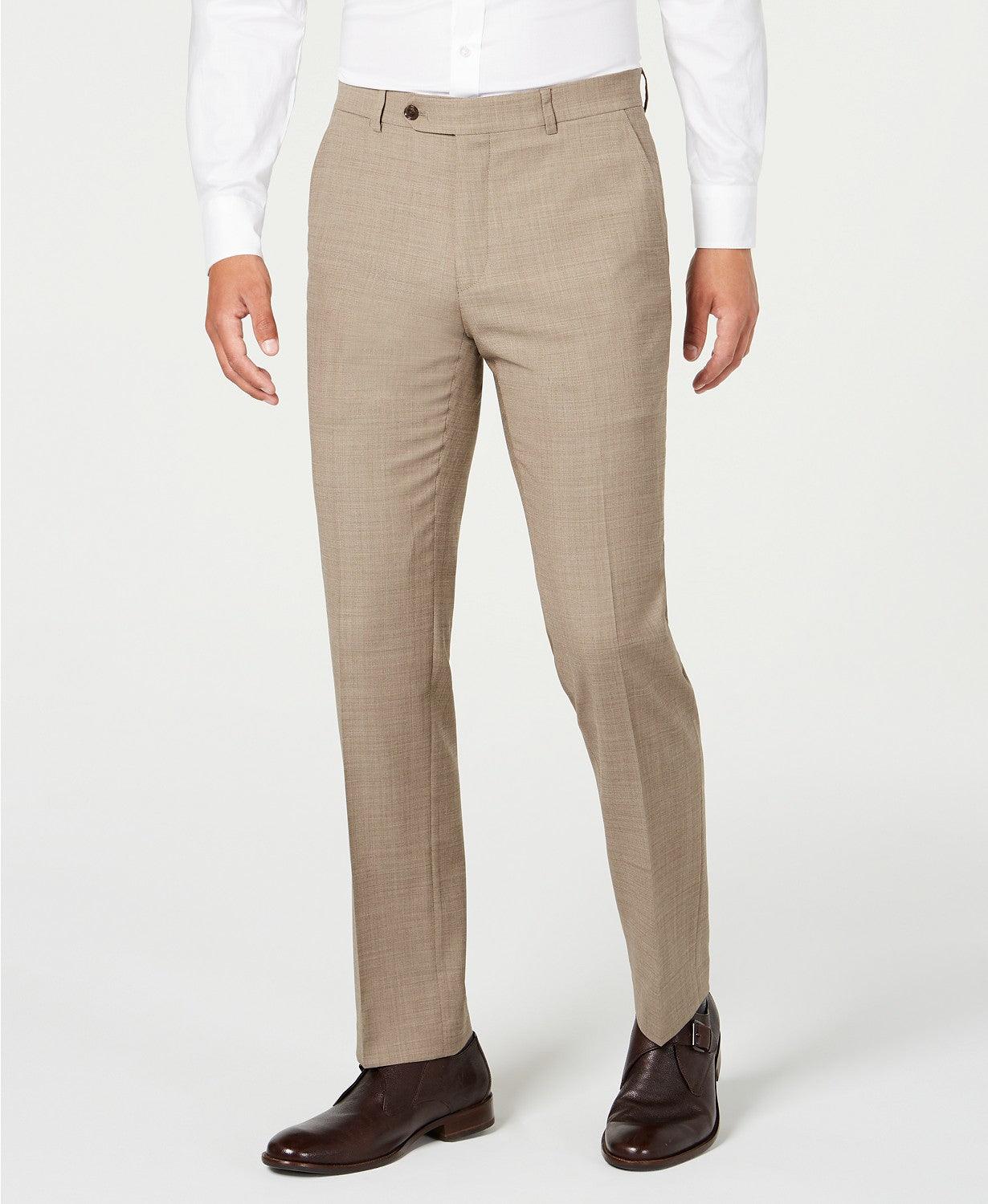 Tommy Hilfiger Mens Modern fit Wool Dress Pants 38 / 32 Tan Light Brown Solid