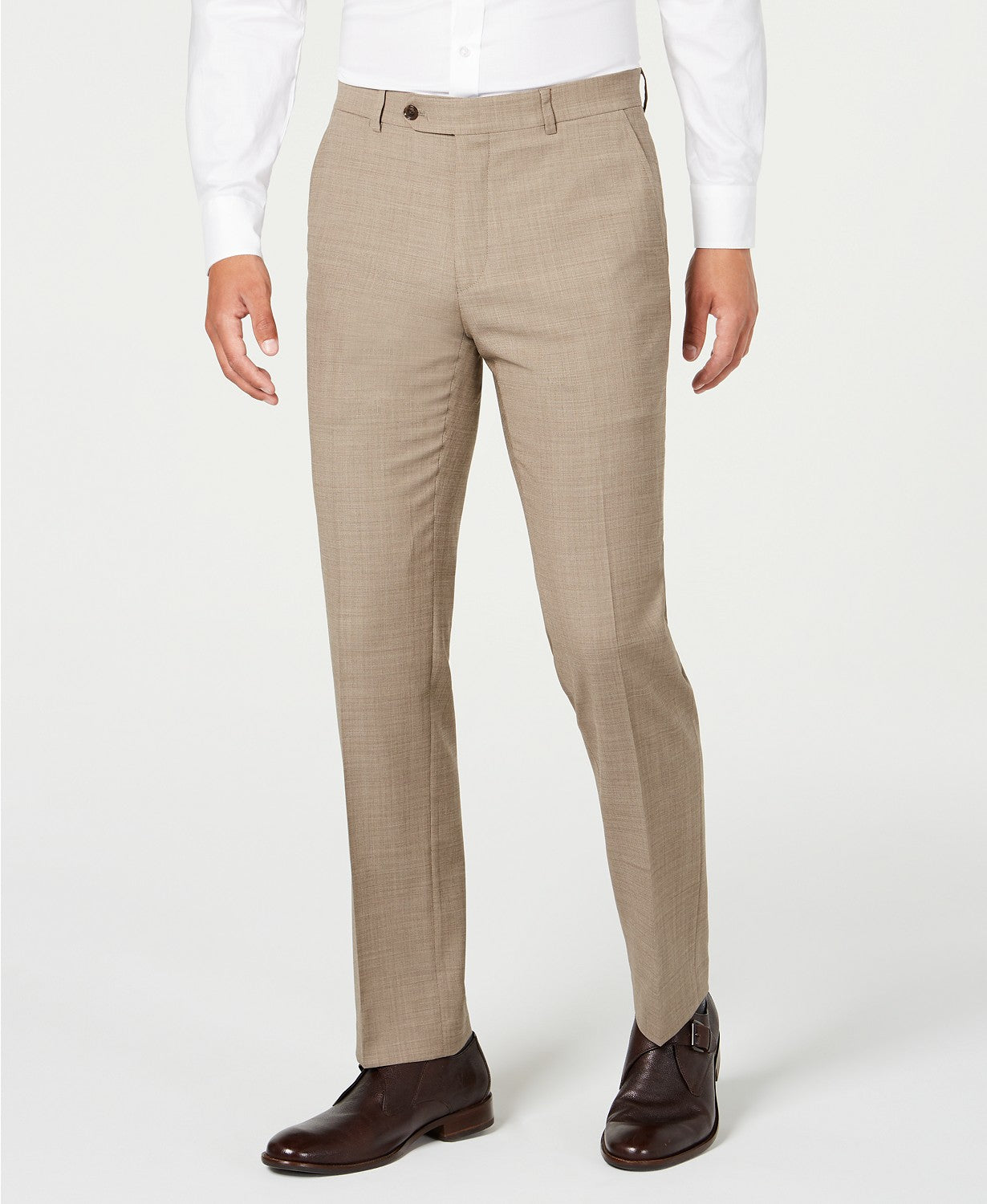 Tommy Hilfiger Mens Modern fit Dress Pants 40 / 32 Beige Solid Stretch