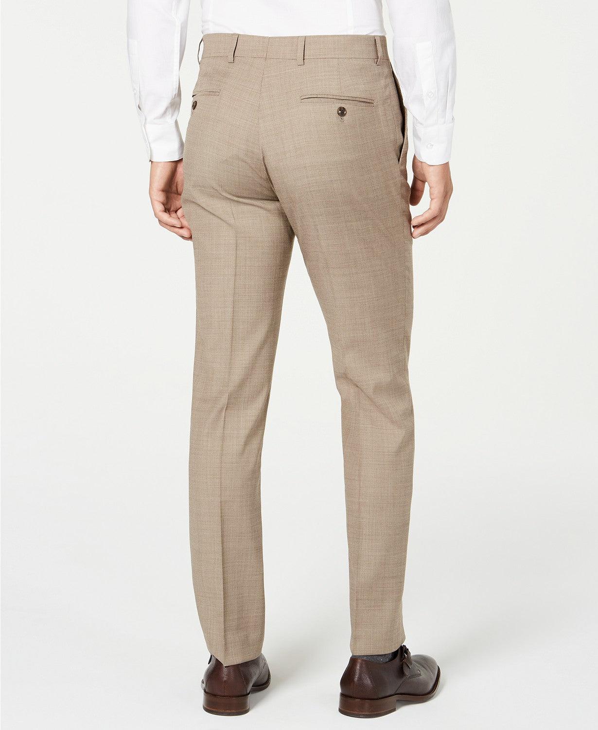Tommy Hilfiger Mens Modern fit Wool Dress Pants 33 / 30 Tan Light Brown Solid