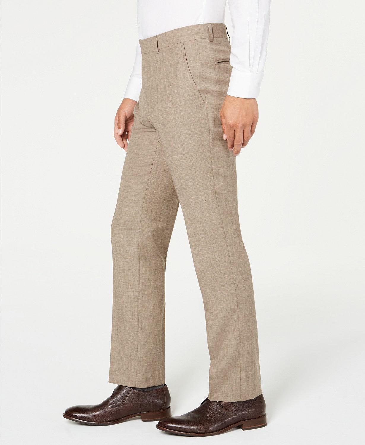 Tommy Hilfiger Mens Modern fit Wool Dress Pants 38 / 32 Tan Light Brown Solid