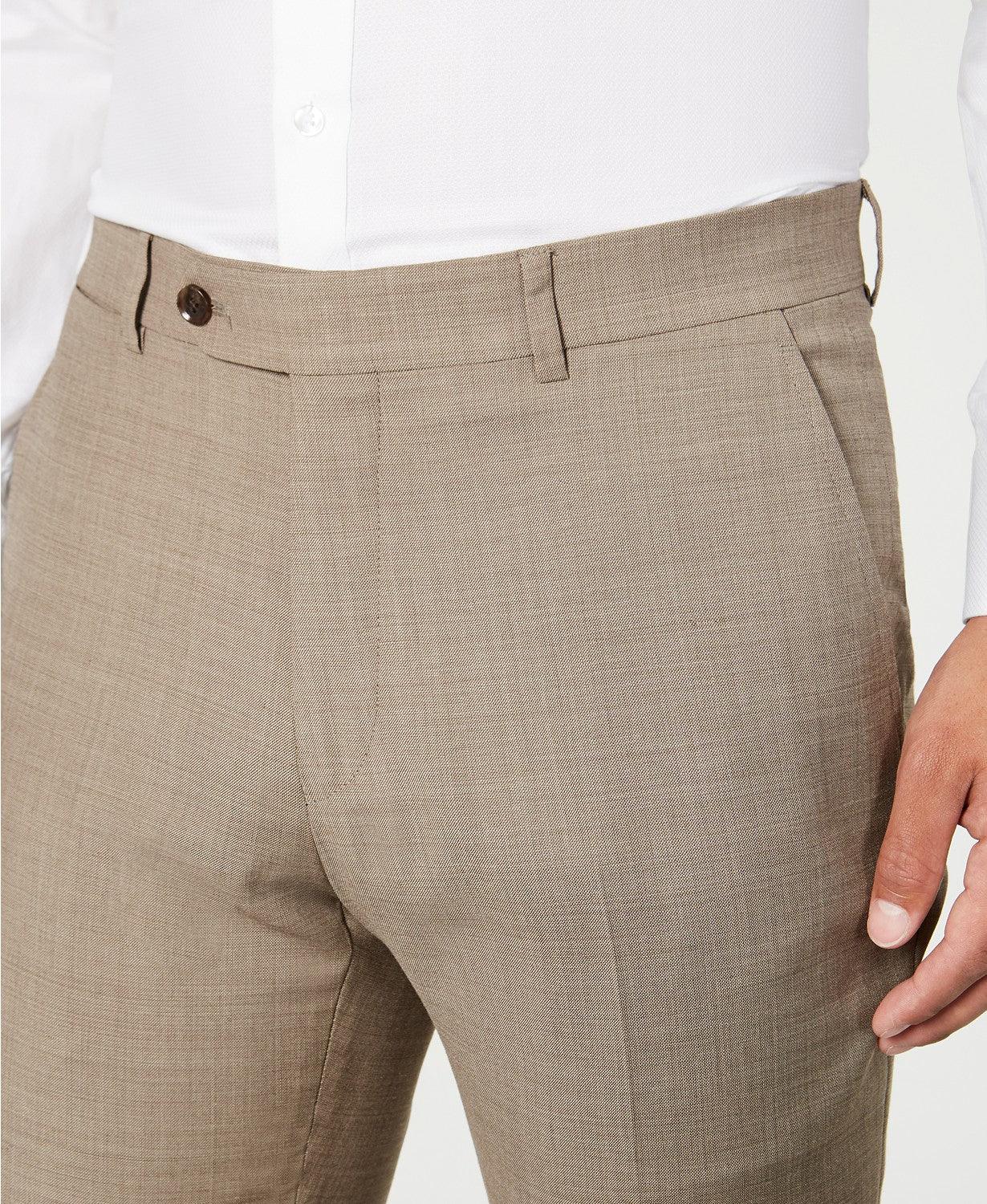 Tommy Hilfiger Mens Modern fit Wool Dress Pants 33 / 30 Tan Light Brown Solid