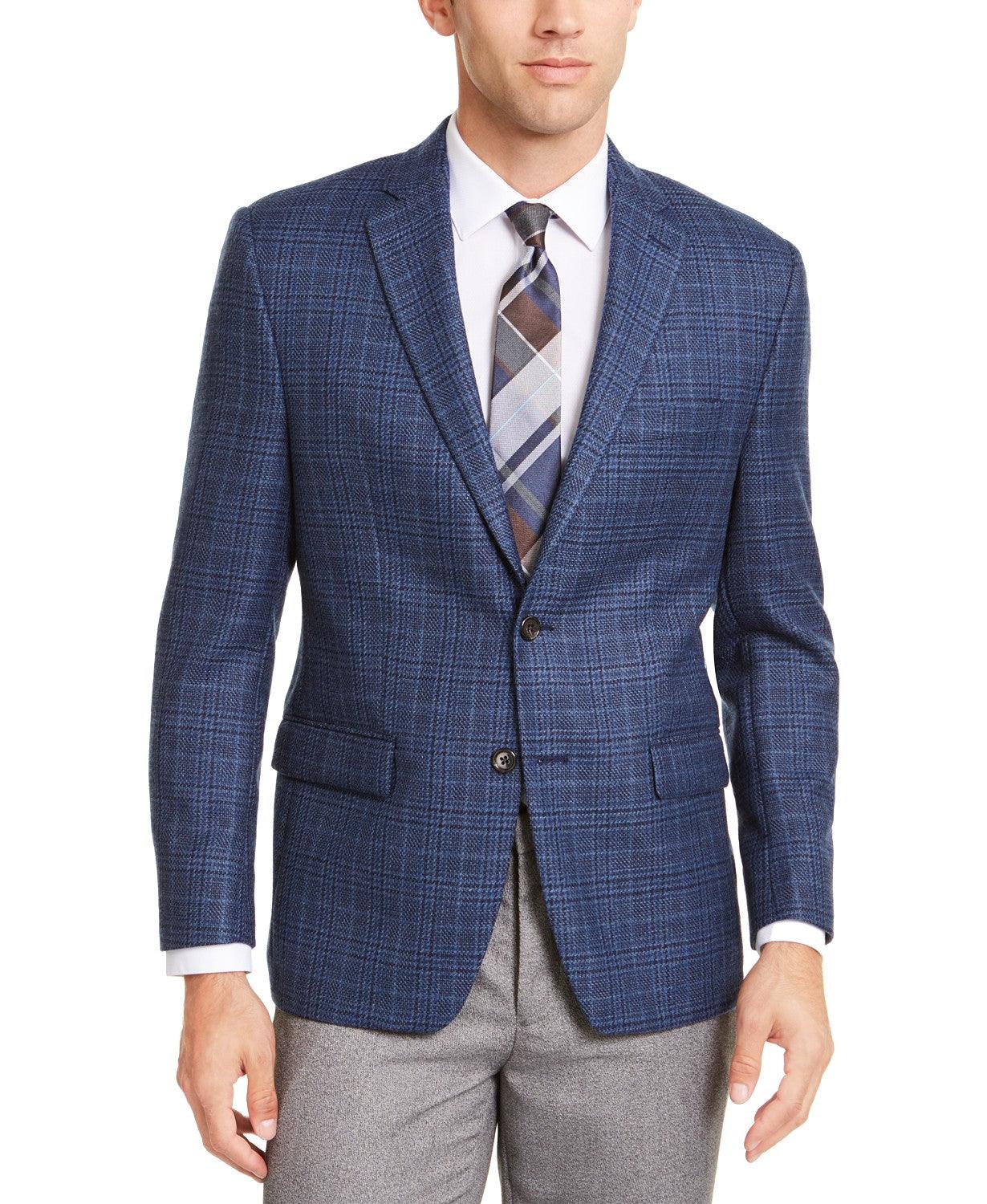 Lauren Ralph Lauren Classic-Fit UltraFlex Stretch Blue Plaid Sport Coat 54L