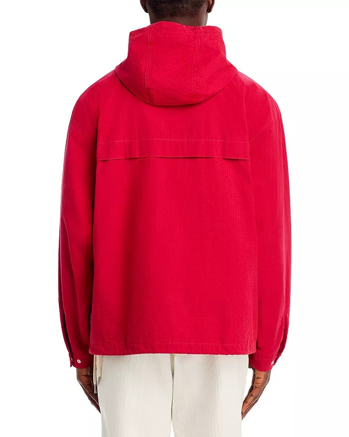 Puma A. C. Milan Mens Seersucker Full Zip Hooded Track Jacket Medium Red