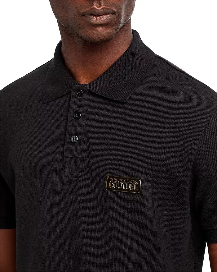 Versace Jeans Couture Mens Regular fit Short Sleeve Polo Shirt Large Black Solid