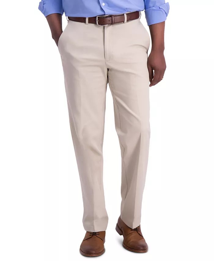 Haggar Mens Classic fit Cotton Dress Pants 40 / 34 Sand Solid