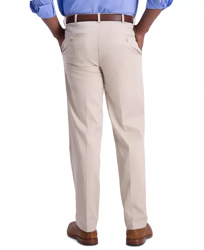 Haggar Mens Classic fit Cotton Dress Pants 40 / 34 Sand Solid