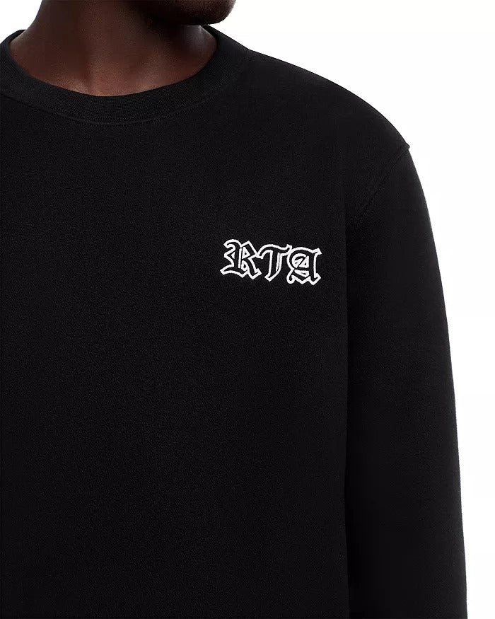 Rta Mens Regular fit Long Sleeve Crewneck Sweatshirt Large Black Solid