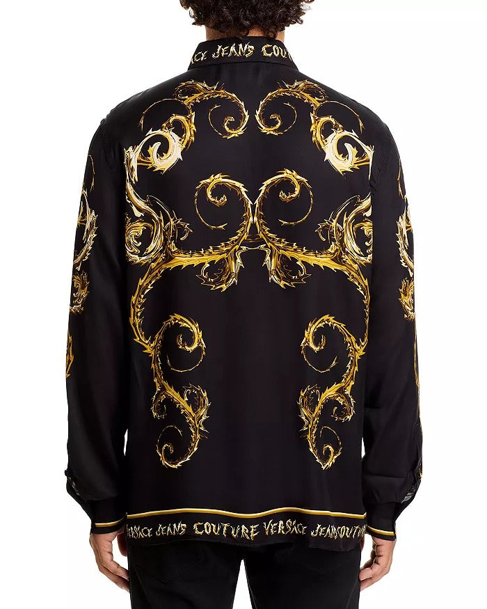 Versace Jeans Couture Mens Regular fit Button-Up Shirt 48 IT Medium Black