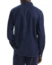 Theory Mens Regular fit Long Sleeve Button-Up Shirt Medium Dark Blue Solid