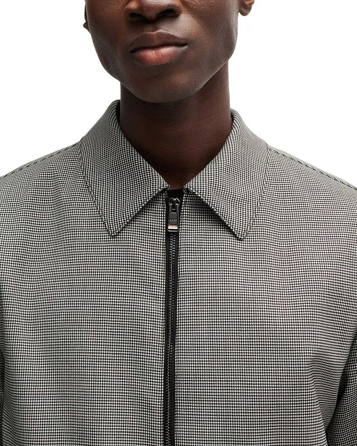 Hugo Boss Mens Slim fit Casual Coat Hanry Wing Jacket 42 R Black White Check