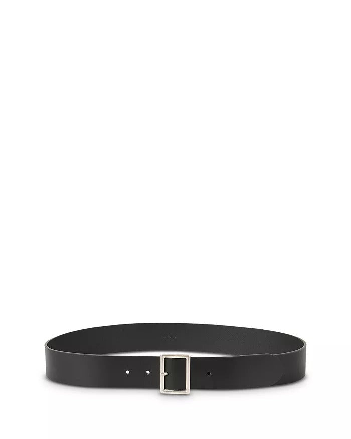 Sandro Mens Square Leather Belt Size 2 / Medium Black Made in Italy